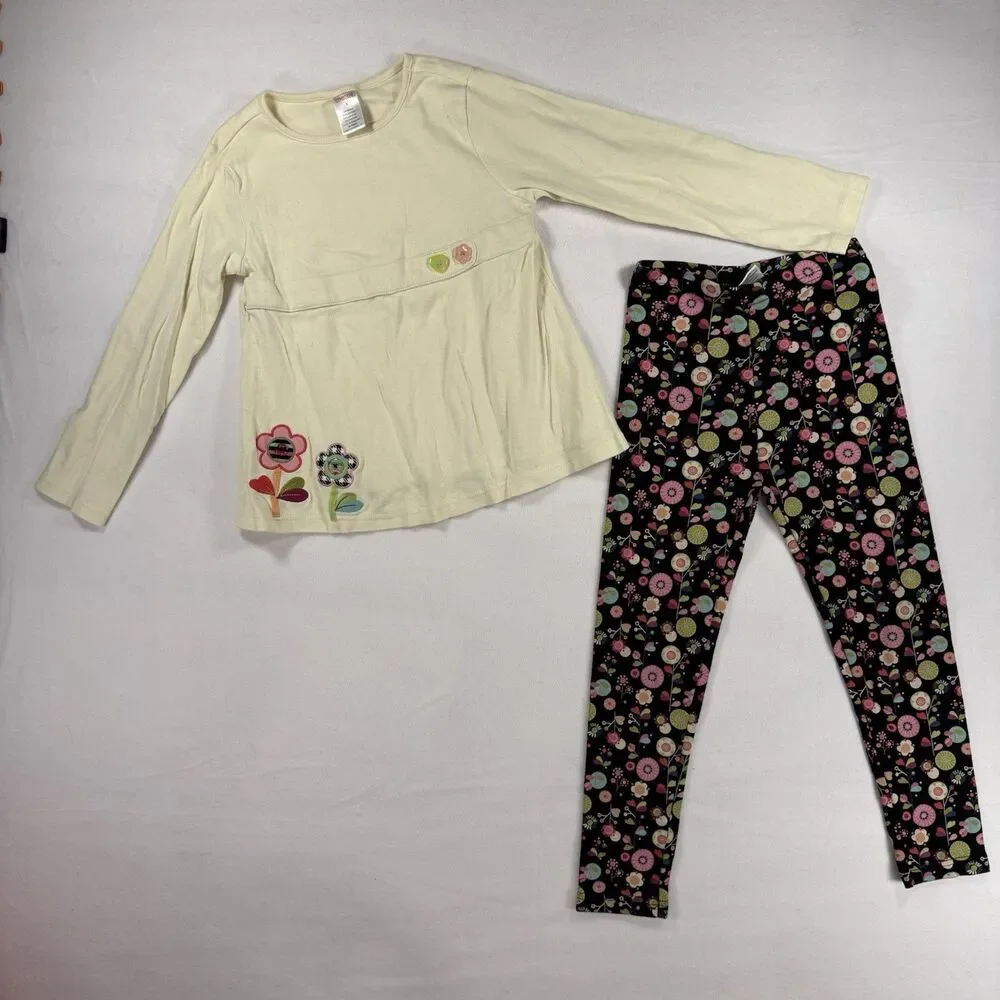 Gymboree Girls 2 Pc Long Sleeve Floral Tunic Top Leggings Set Size 6